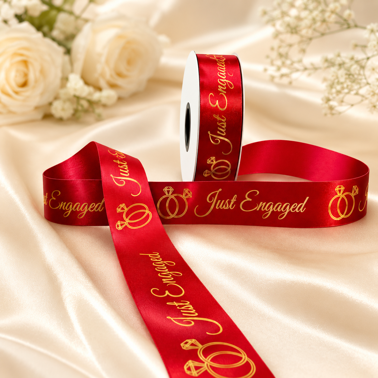 Just Engaged Premium Satin Ribbon | 1 Inch