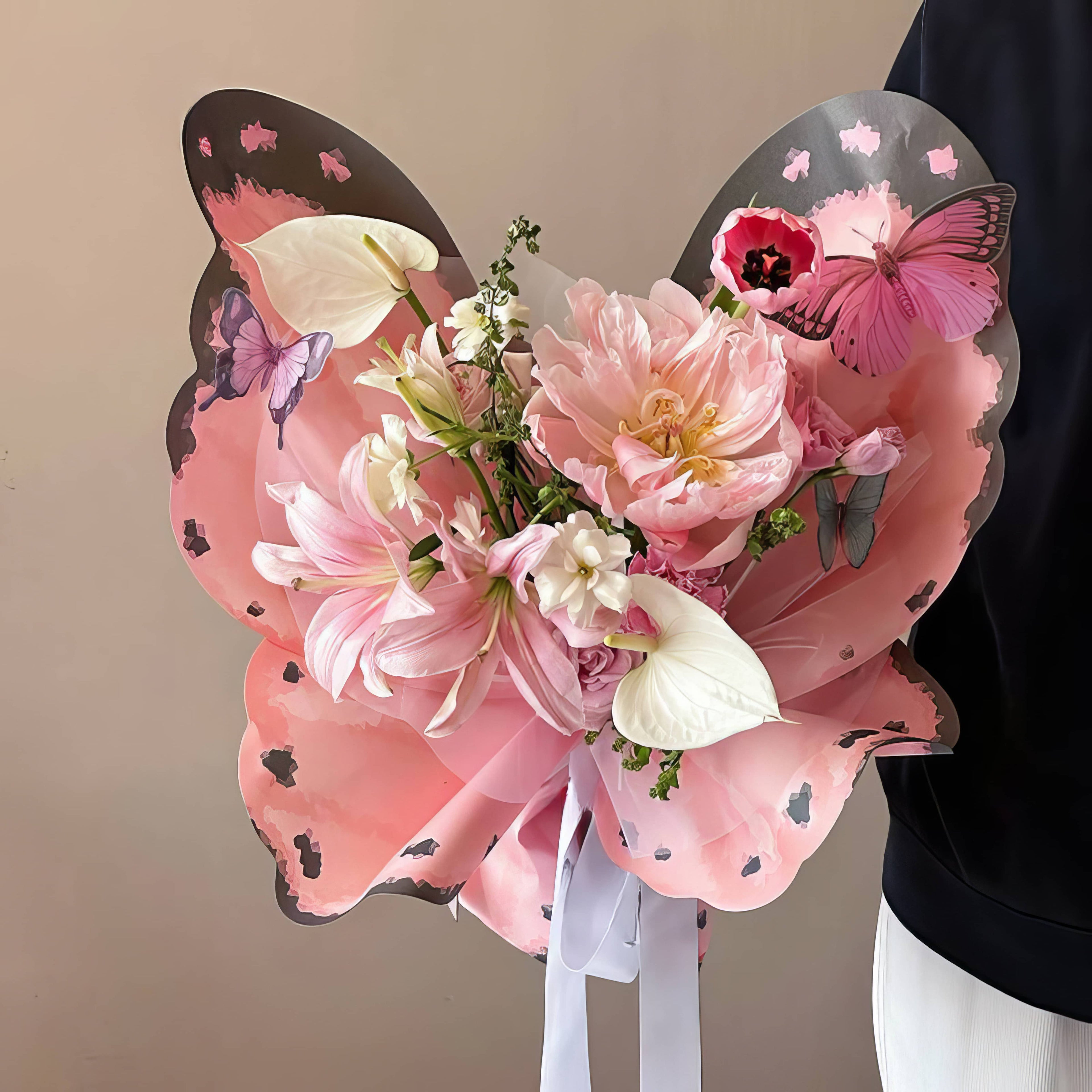 Butterfly Wing Floral Bouquet Wrap