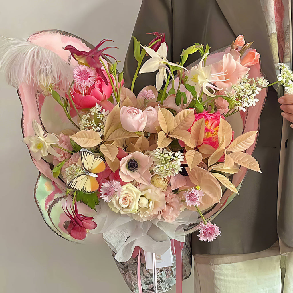 Butterfly Wing Floral Bouquet Wrap