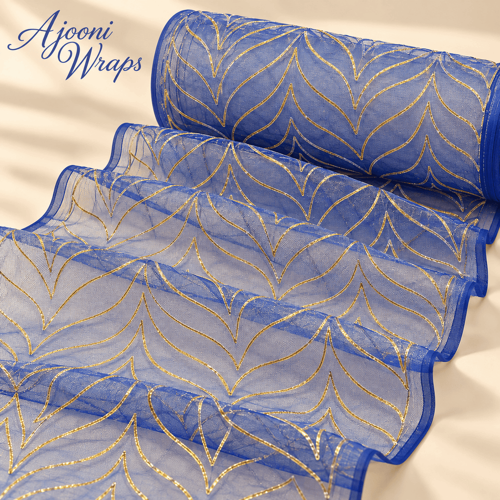 Luxury Golden Leaf Embroidered Organza Net 🍃✨✨ | 5 Yards |