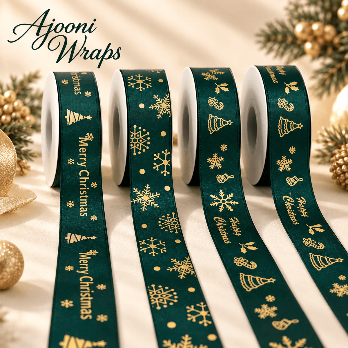 Luxury Christmas Ribbon Collection – Set of 6 🎄✨