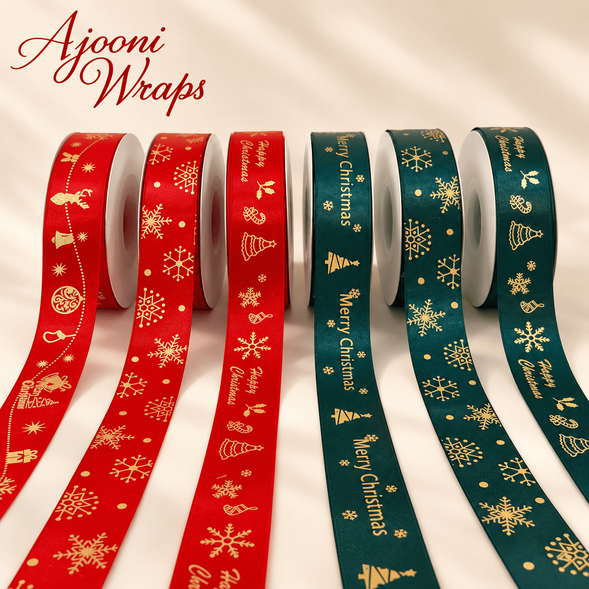 Luxury Christmas Ribbon Collection – Set of 6 🎄✨