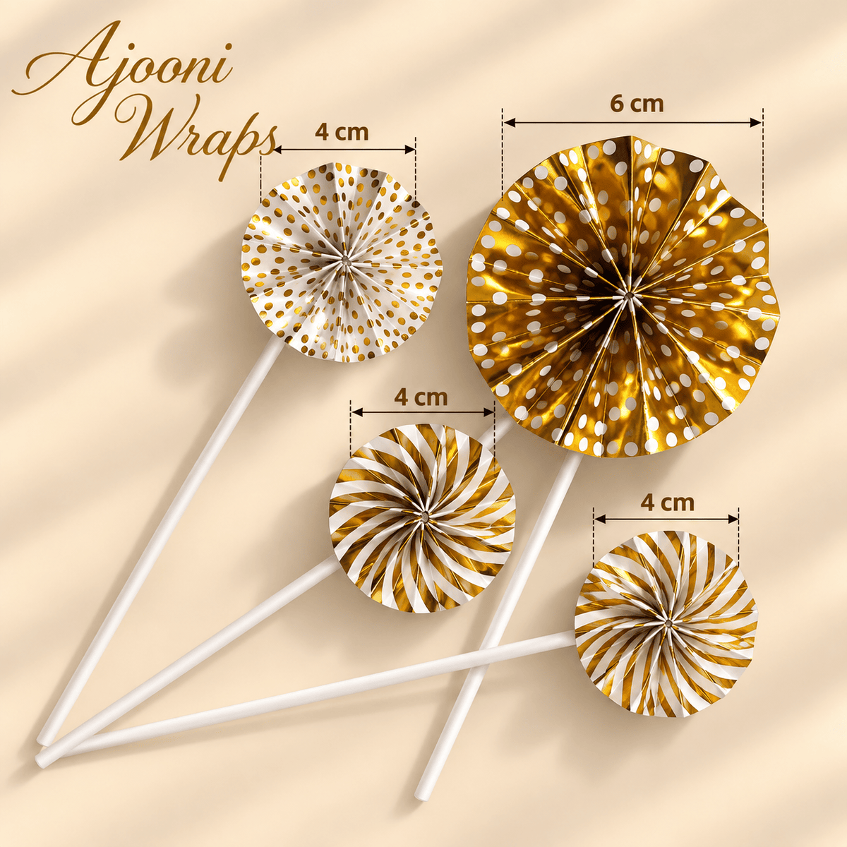Premium Paper Fan Cake Decoration Set of&nbsp; 5