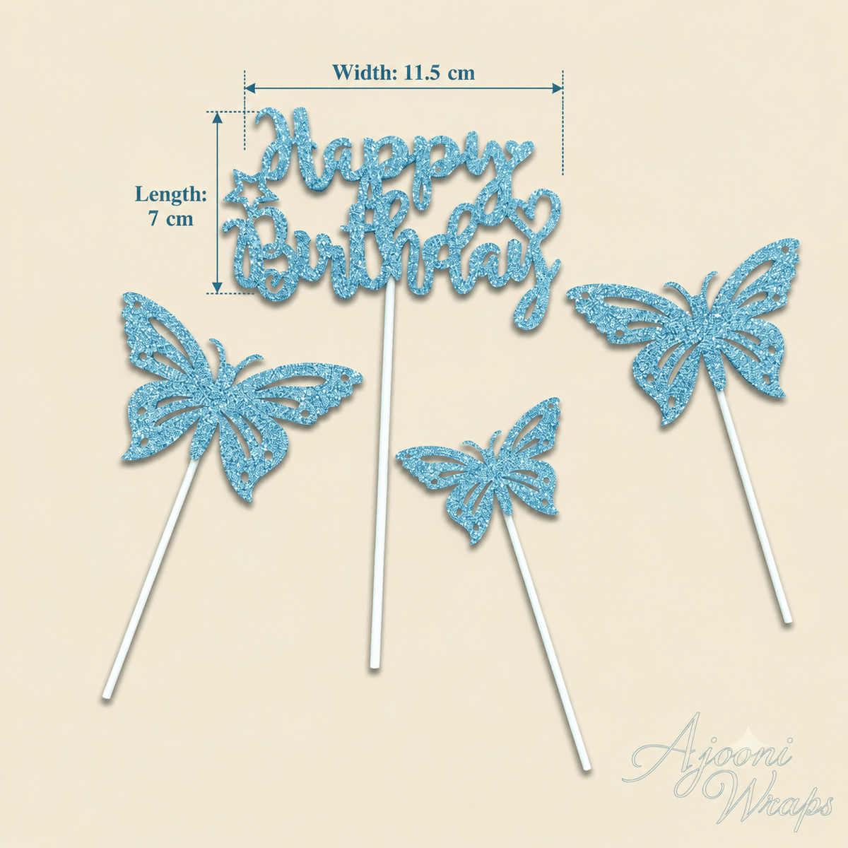 Glitter Butterfly Happy Birthday Cake Topper Set 🦋✨