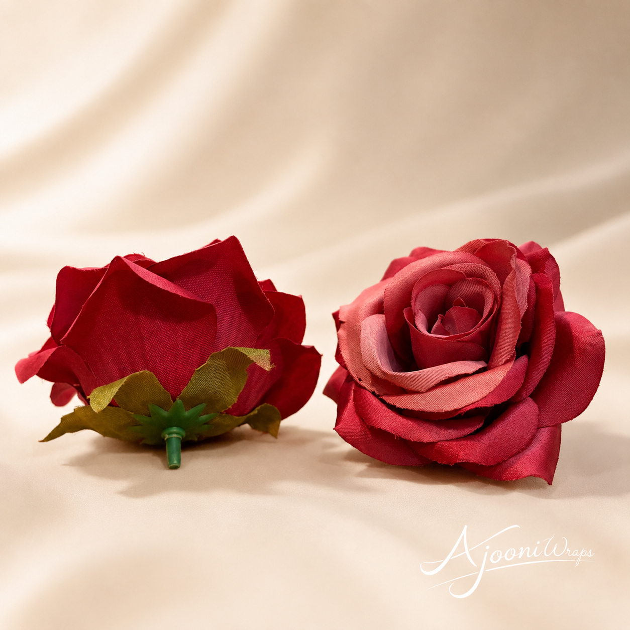 Royal Red Fabric Rose Head