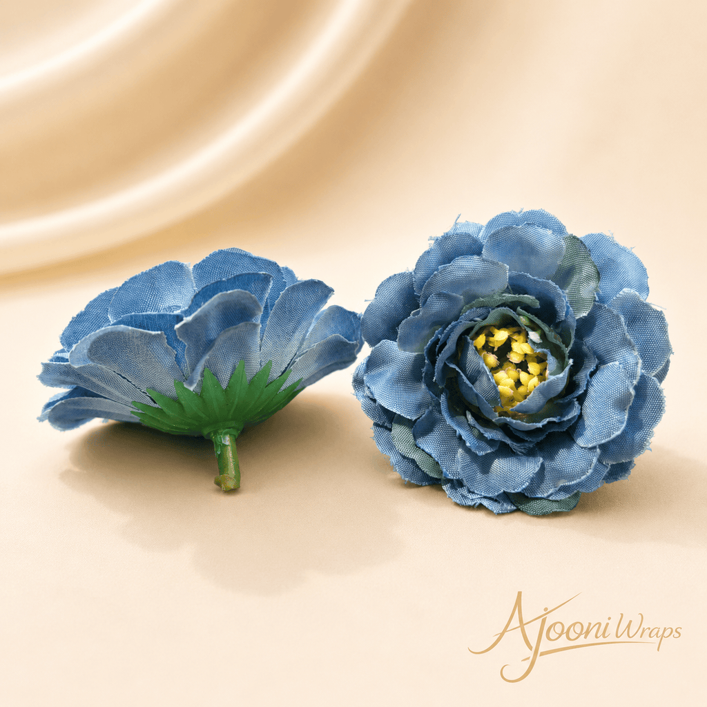 Azure Bloom Fabric Flower Head