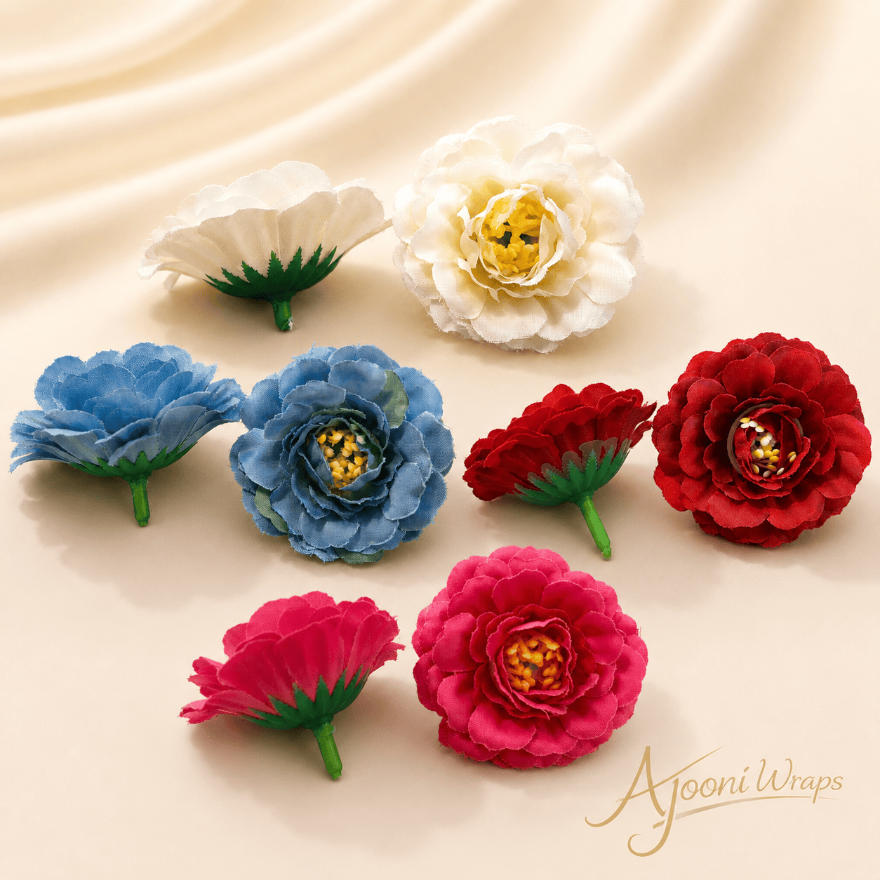 Azure Bloom Fabric Flower Head