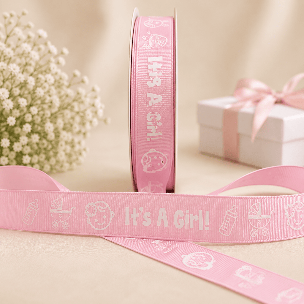 Gender Reveal "It's a Boy / It's a Girl" Premium Grosgrain Ribbon | 1 Inch