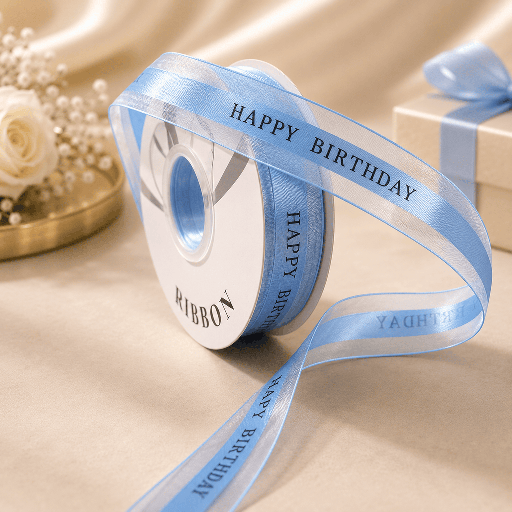 Happy Birthday Luxe Organza Satin Ribbon | 1 Inch