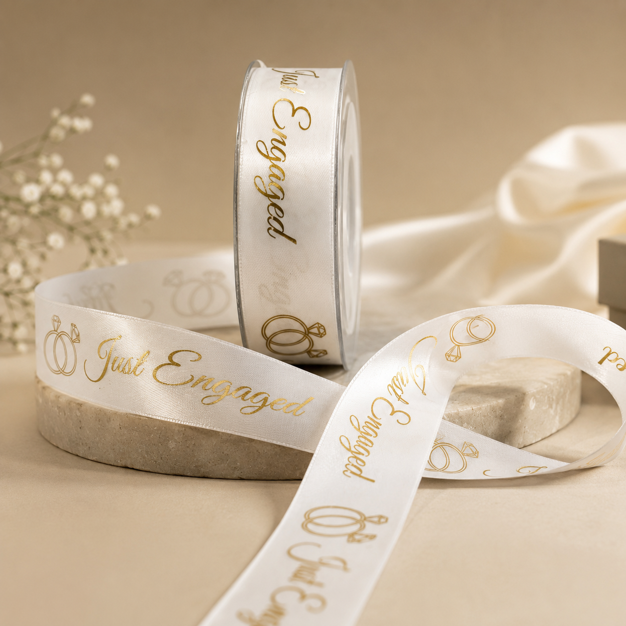 Just Engaged Premium Satin Ribbon | 1 Inch