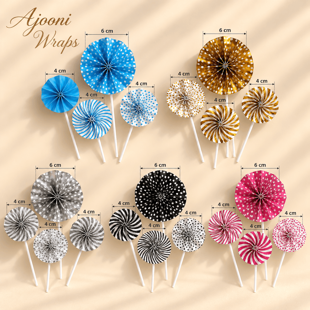 Premium Paper Fan Cake Decoration Set of&nbsp; 5
