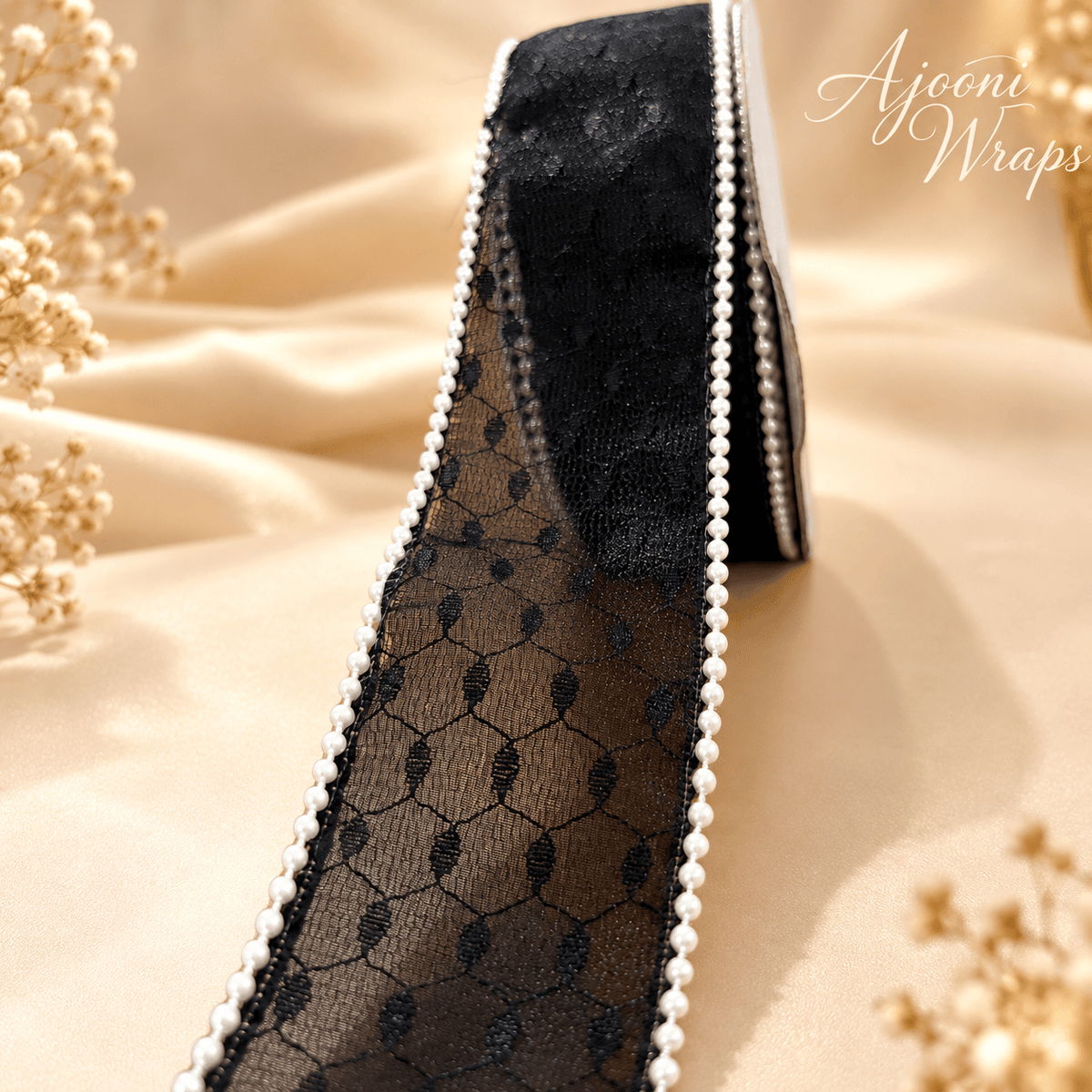 ✨ Luxury Designer Pearl Ribbon | 2 Inch| 10 Yards |🎀🤍