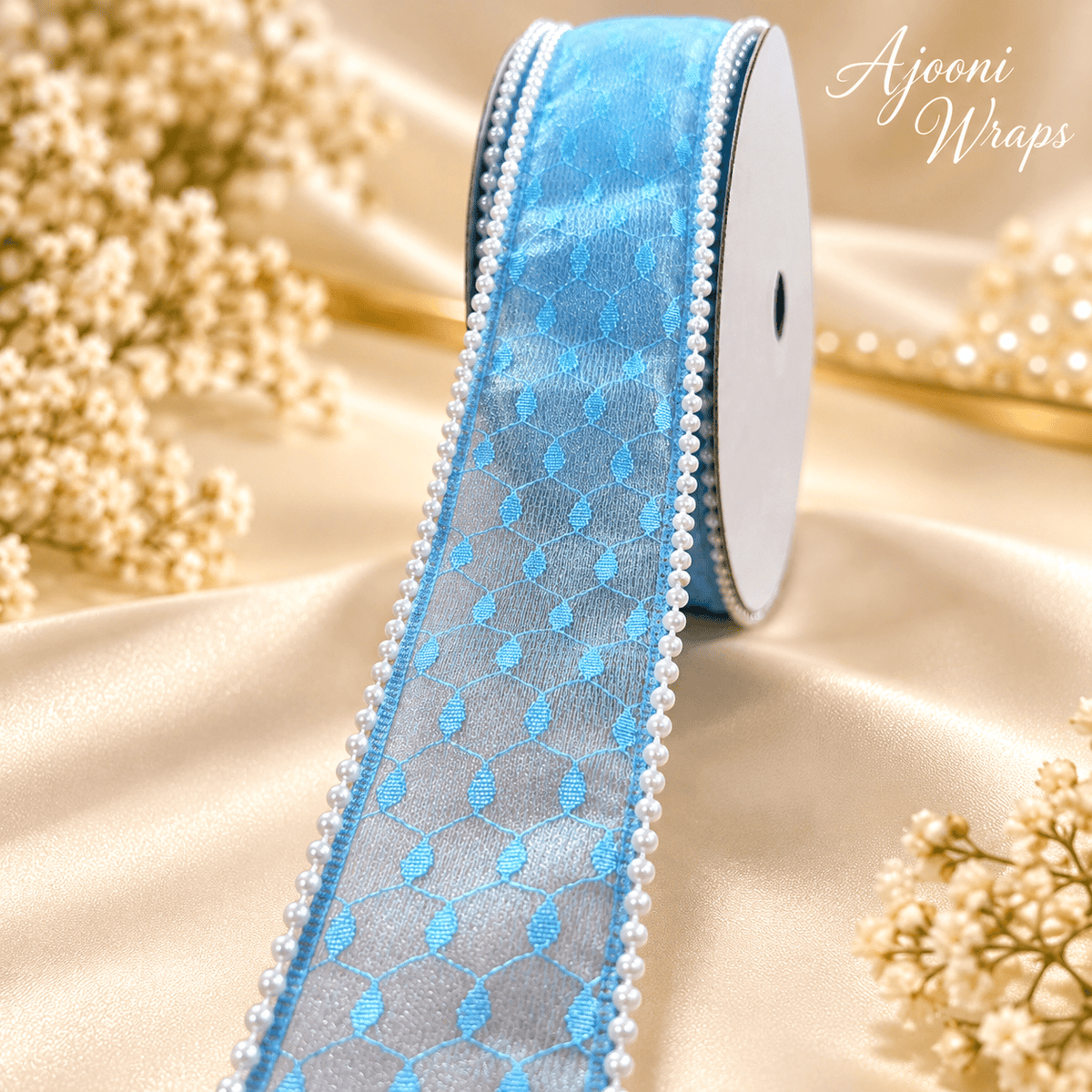 ✨ Luxury Designer Pearl Ribbon | 2 Inch| 10 Yards |🎀🤍