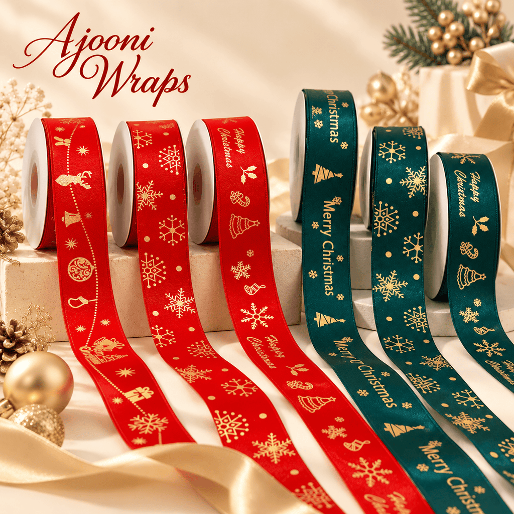 Luxury Christmas Ribbon Collection – Set of 6 🎄✨