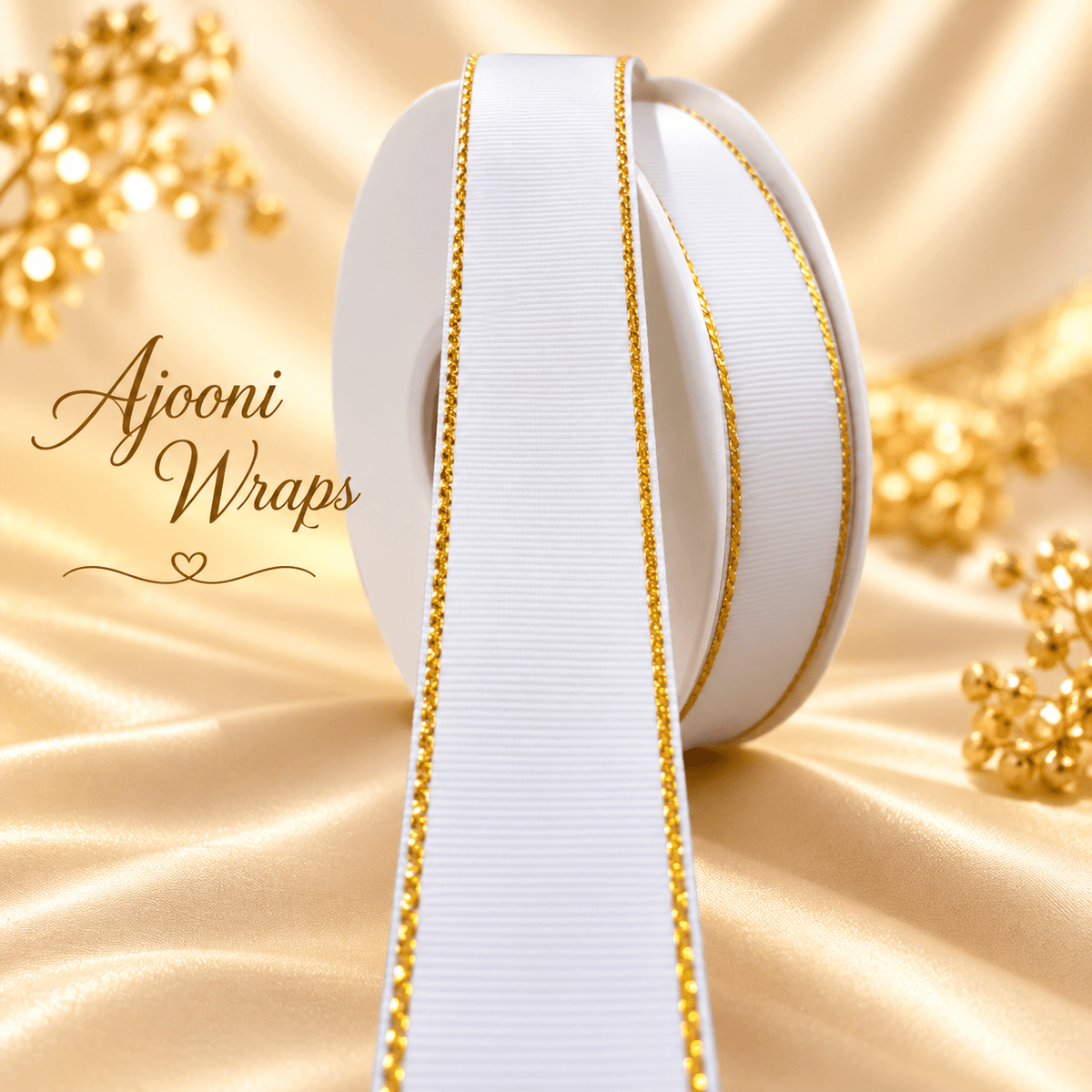 ✨ Luxury Grosgrain Ribbon with Golden Trim 1 Inch 🎀💛