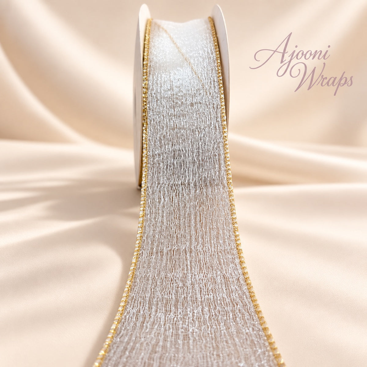 Premium Linen Organza Gold Edge Ribbon  | 2 Inch | | 10 Yards |✨