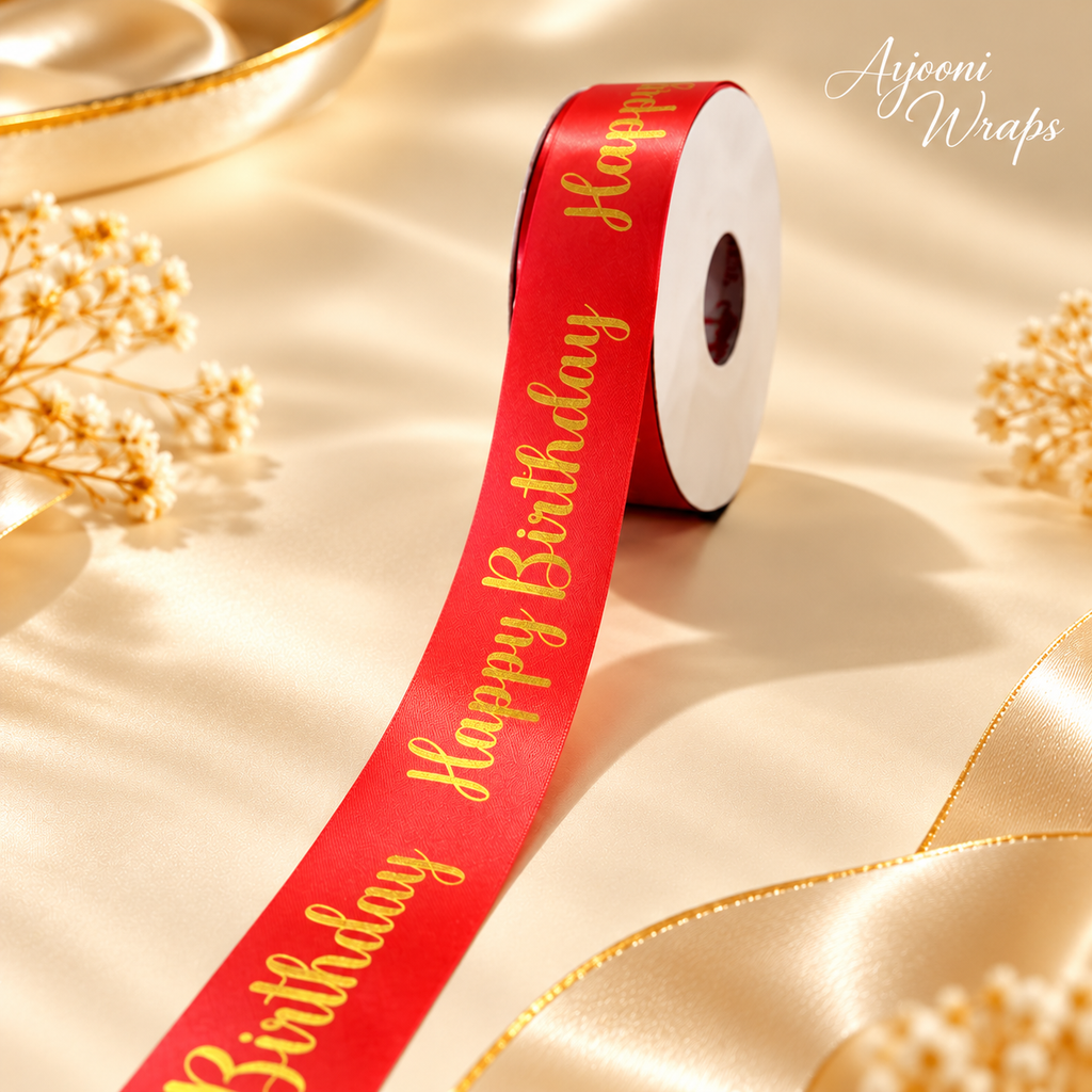 ✨ Satin Happy Birthday Ribbon 1 Inch 🎂🎀💖