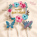 Premium Floral Happy Birthday Cake Topper Set 🌸🦋✨