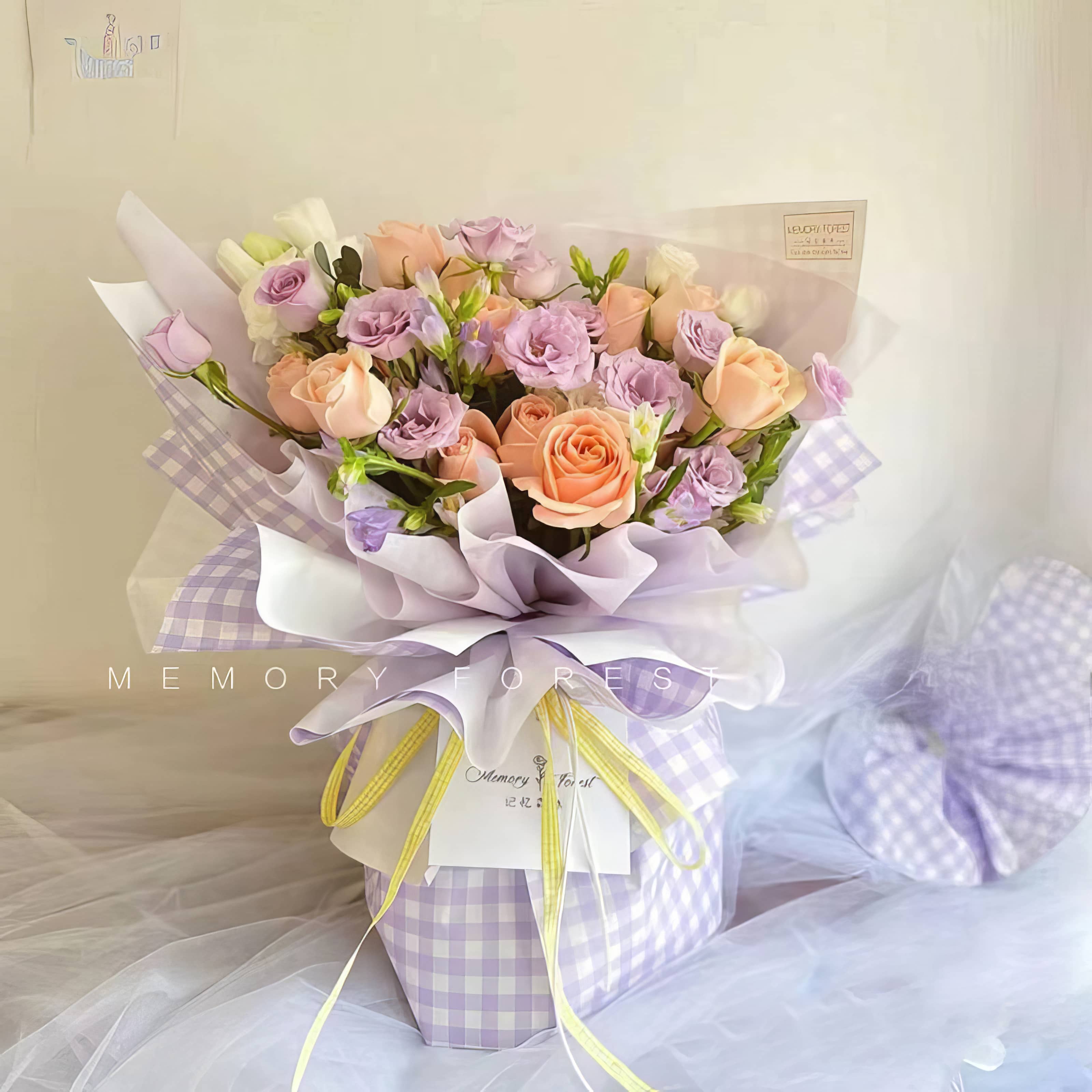 Pastel Check Bouquet &amp; Gift Wrap