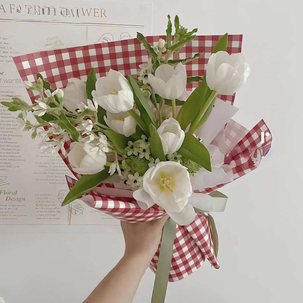 Pastel Check Bouquet &amp; Gift Wrap