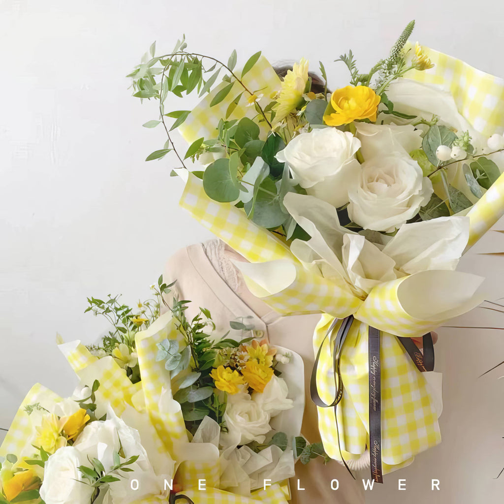 Pastel Check Bouquet &amp; Gift Wrap