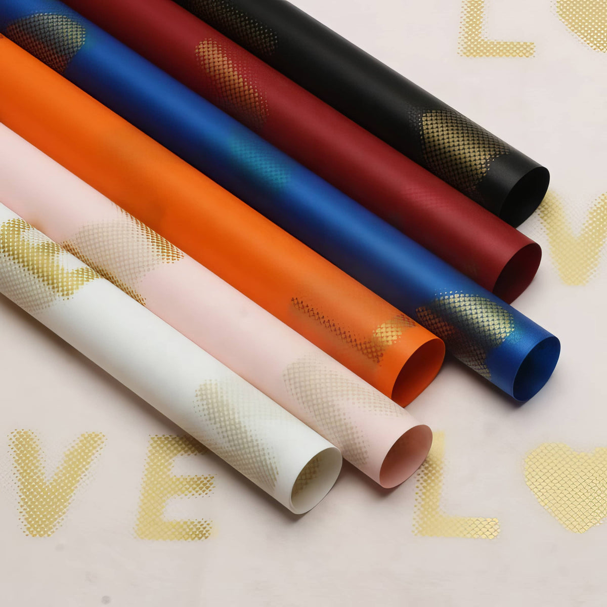 ✨ Premium Golden Love Heart Bouquet Wrapping Sheets💖 ✨
