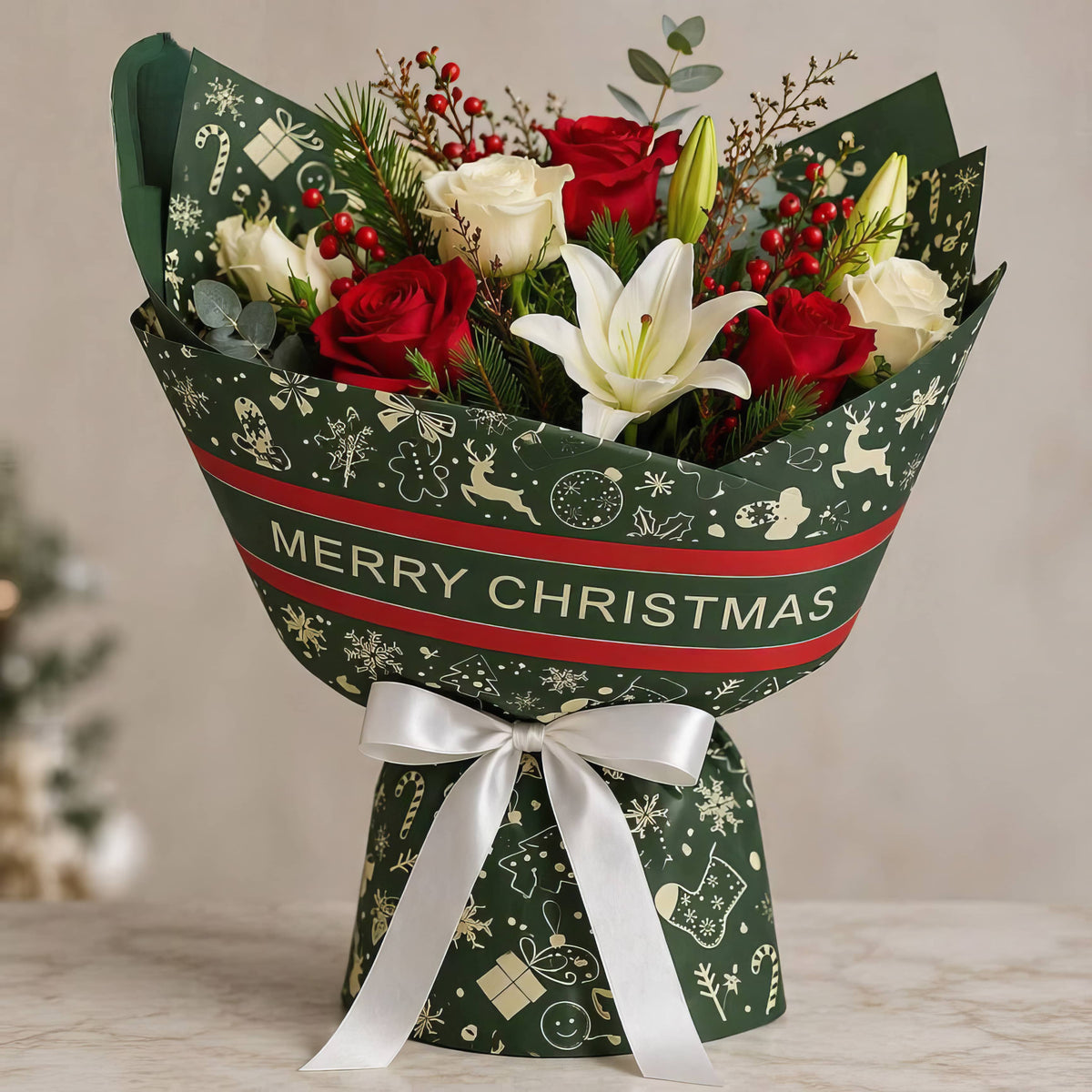 🎄 Premium Christmas Festive Bouquet Wrapping Sheet ❤️✨