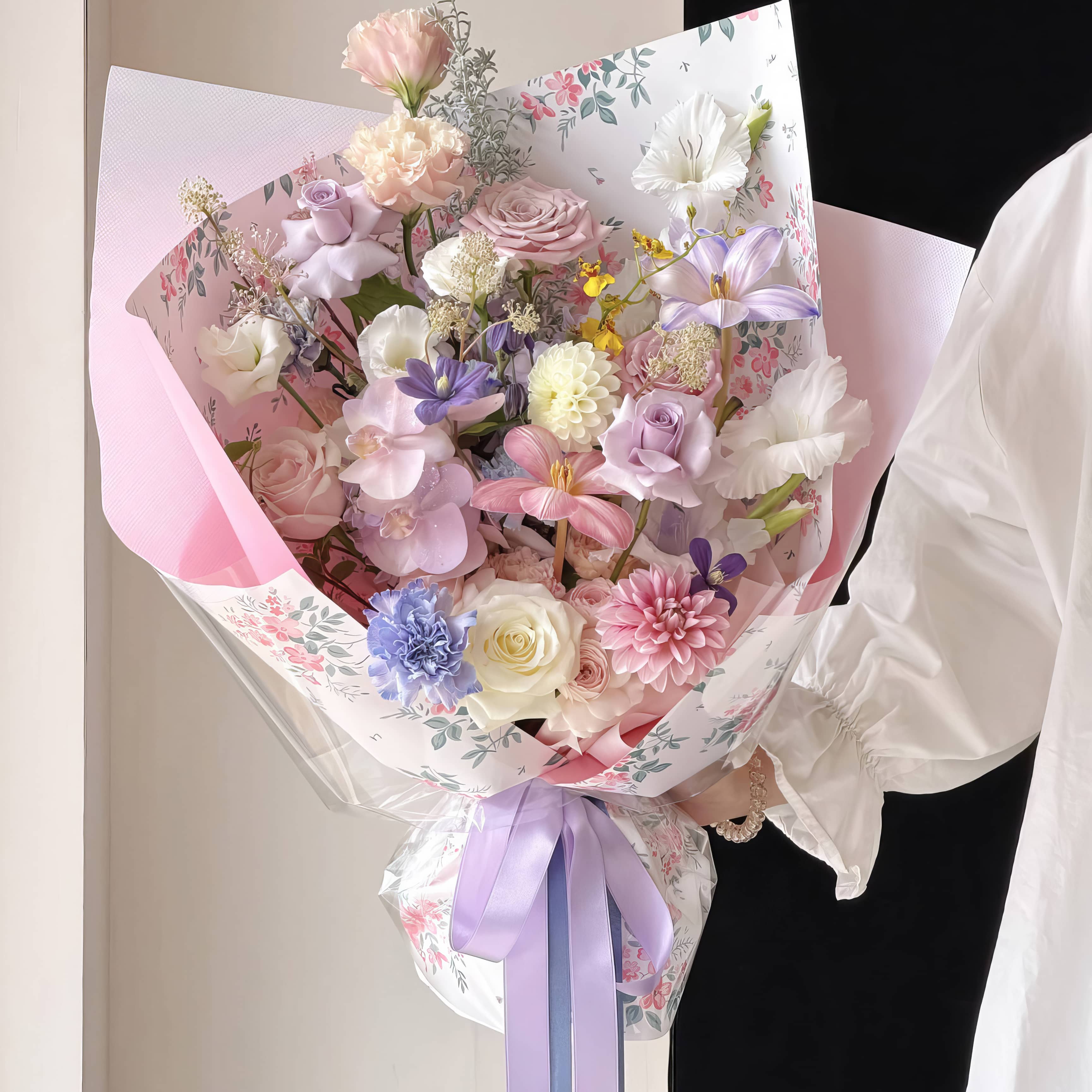 Pastel Garden Symphony Bouquet &amp; Gift Wrap