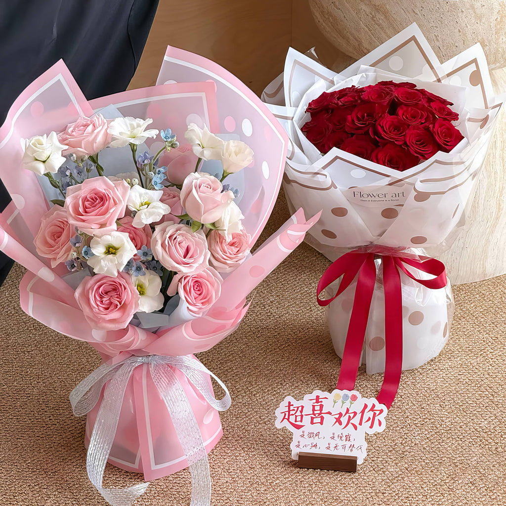 🎀 Premium Polka Dot Bouquet Wrapping Sheet 🌸✨