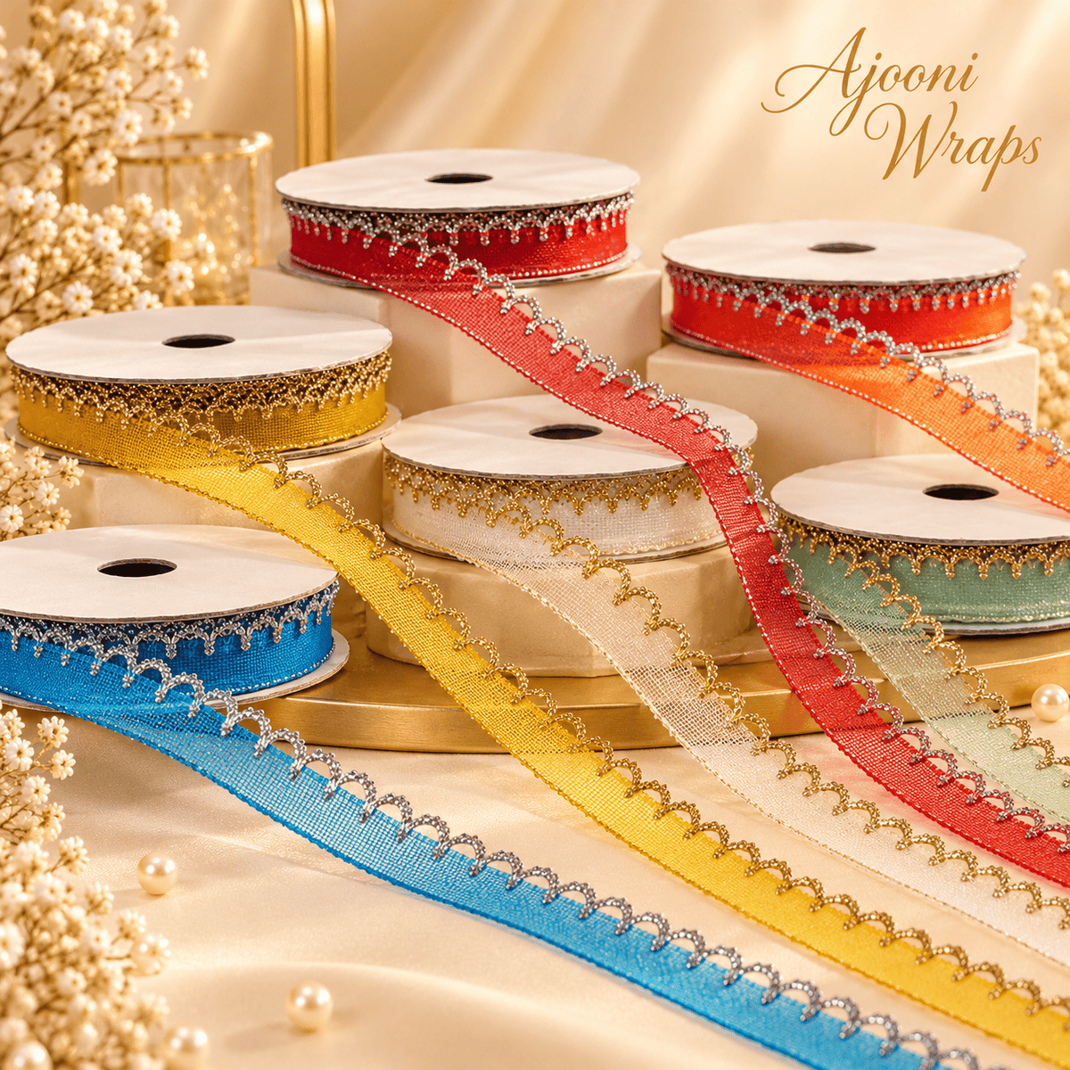 ✨ Golden Lace Border Ribbon  | 1/2 Inch | 17.5 yards 🎀💛