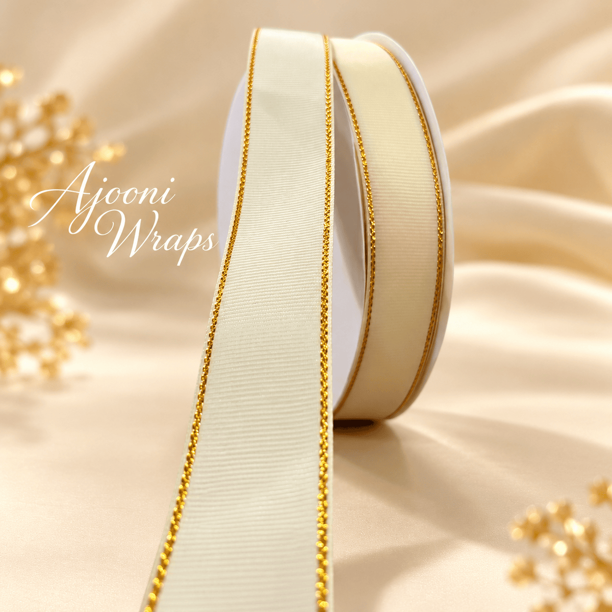 ✨ Luxury Grosgrain Ribbon with Golden Trim 1 Inch 🎀💛