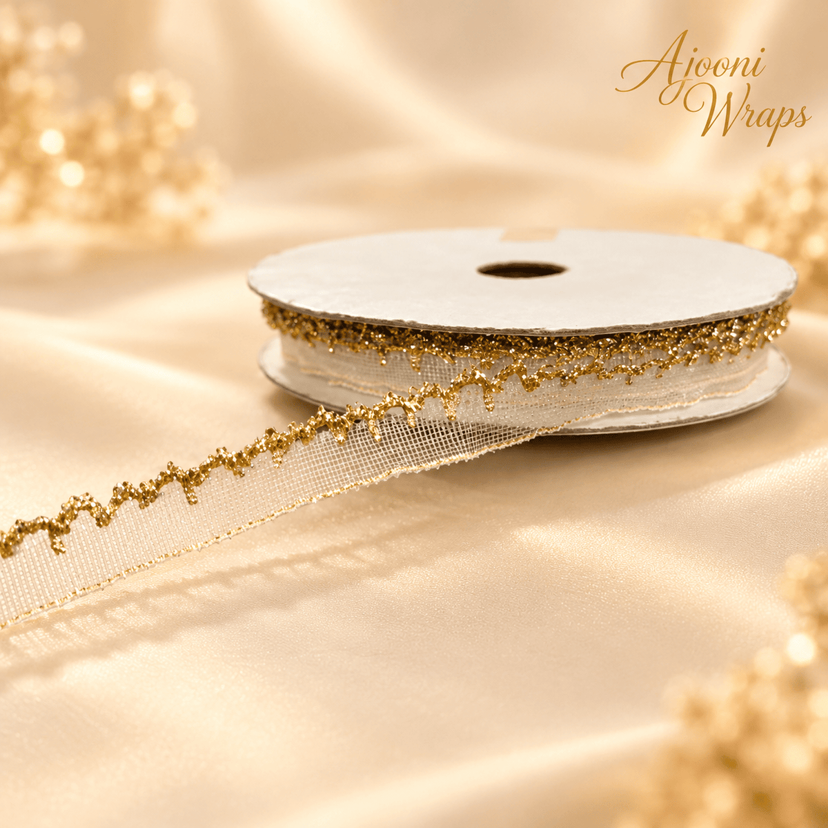 ✨ Golden Lace Border Ribbon  | 1/2 Inch | 17.5 yards 🎀💛