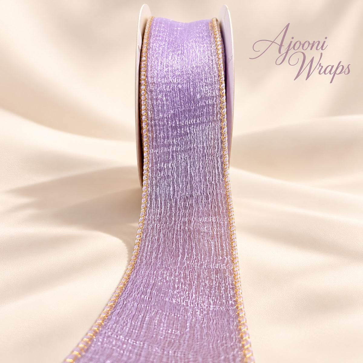 Premium Linen Organza Gold Edge Ribbon  | 2 Inch | | 10 Yards |✨