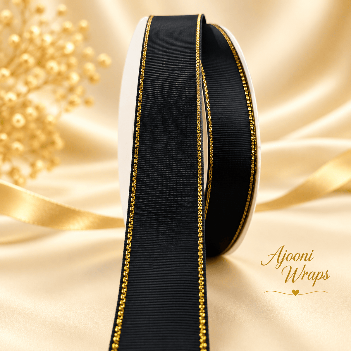 ✨ Luxury Grosgrain Ribbon with Golden Trim 1 Inch 🎀💛