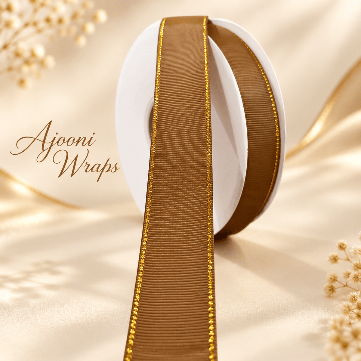 ✨ Luxury Grosgrain Ribbon with Golden Trim 1 Inch 🎀💛