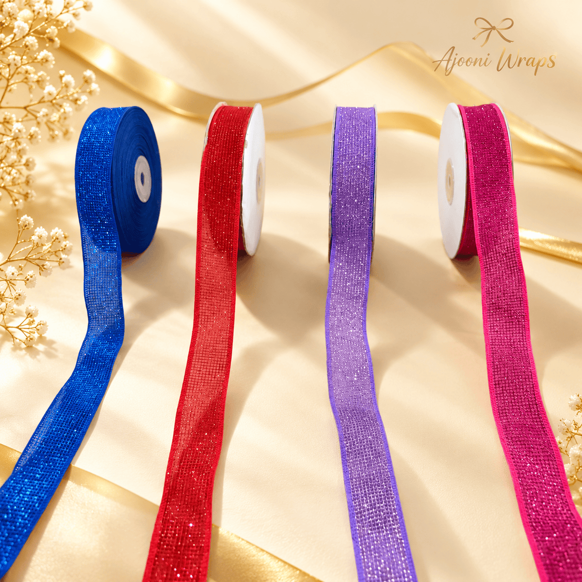 ✨ Premium Glitter Mesh Ribbon 1 Inch 🎀 20 Yards