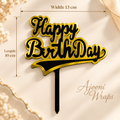 Black & Gold Luxury Birthday Cake Topper 🖤💛