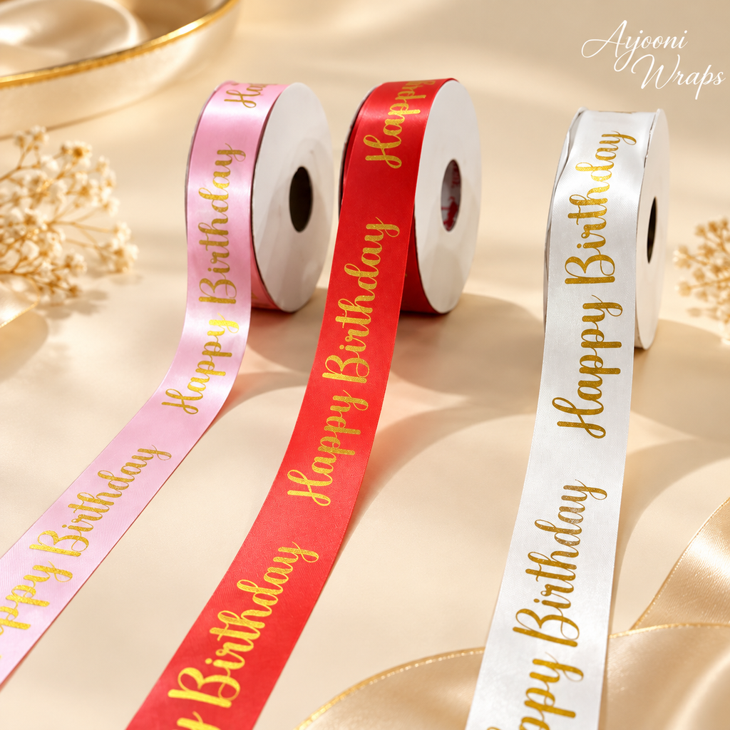 ✨ Satin Happy Birthday Ribbon 1 Inch 🎂🎀💖