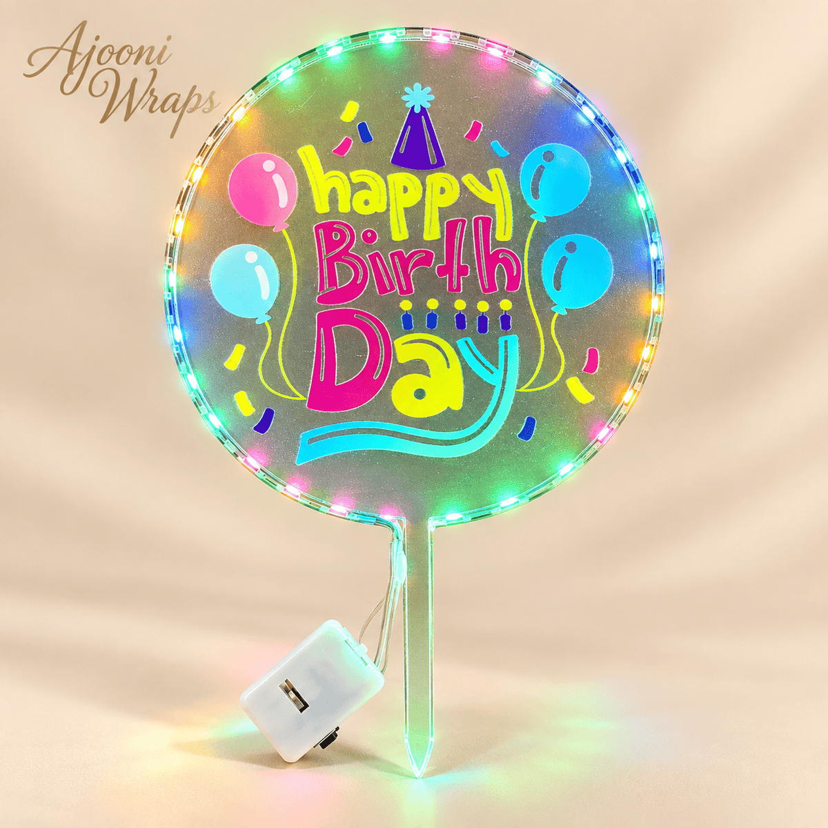 Premium Happy Birthday LED Cake Topper  🎂✨💡