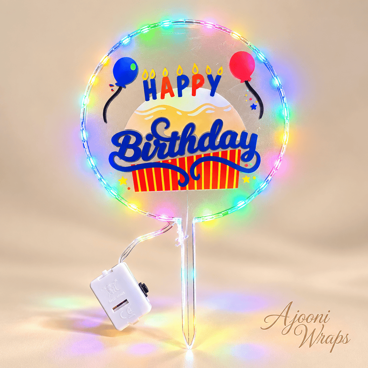 Premium Happy Birthday LED Cake Topper  🎂✨💡