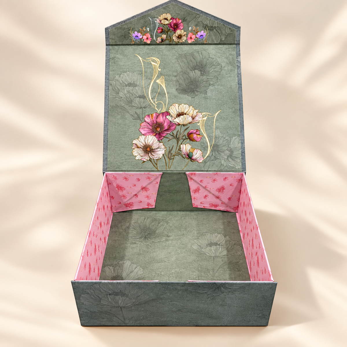 Pastel Sage Botanical Magnetic Collapsible Gift Box 🌿🌸