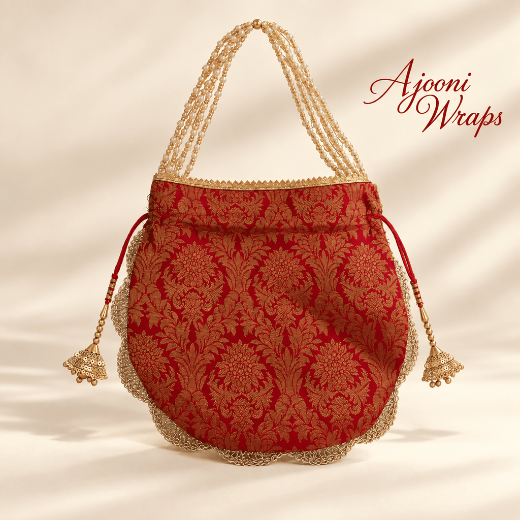 Royal Red Brocade Pearl Potli ❤️✨