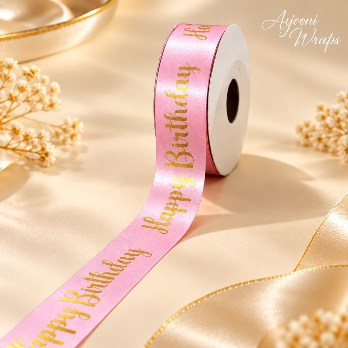 ✨ Satin Happy Birthday Ribbon 1 Inch 🎂🎀💖