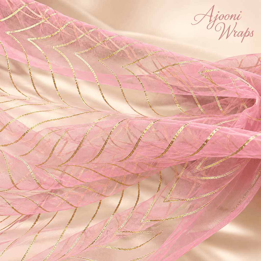 Luxury Golden Leaf Embroidered Organza Net 🍃✨✨ | 5 Yards |