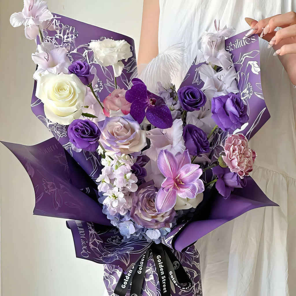 🌸 Luxury Floral Typography Bouquet Wrapping Sheets 💐✨
