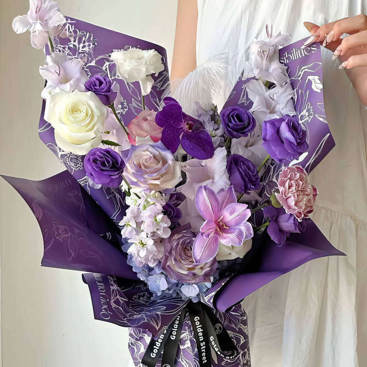 🌸 Luxury Floral Typography Bouquet Wrapping Sheets 💐✨
