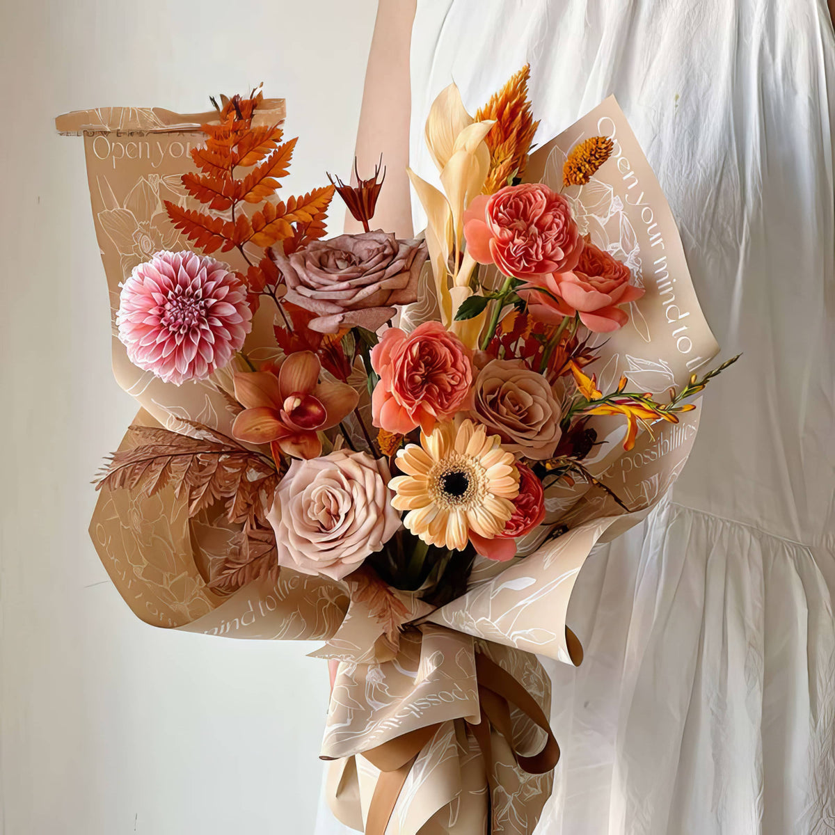 🌸 Luxury Floral Typography Bouquet Wrapping Sheets 💐✨