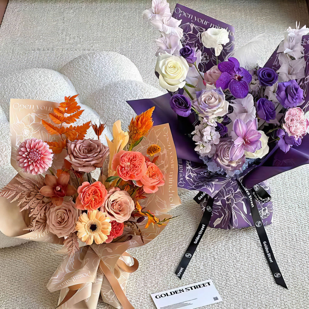 🌸 Luxury Floral Typography Bouquet Wrapping Sheets 💐✨