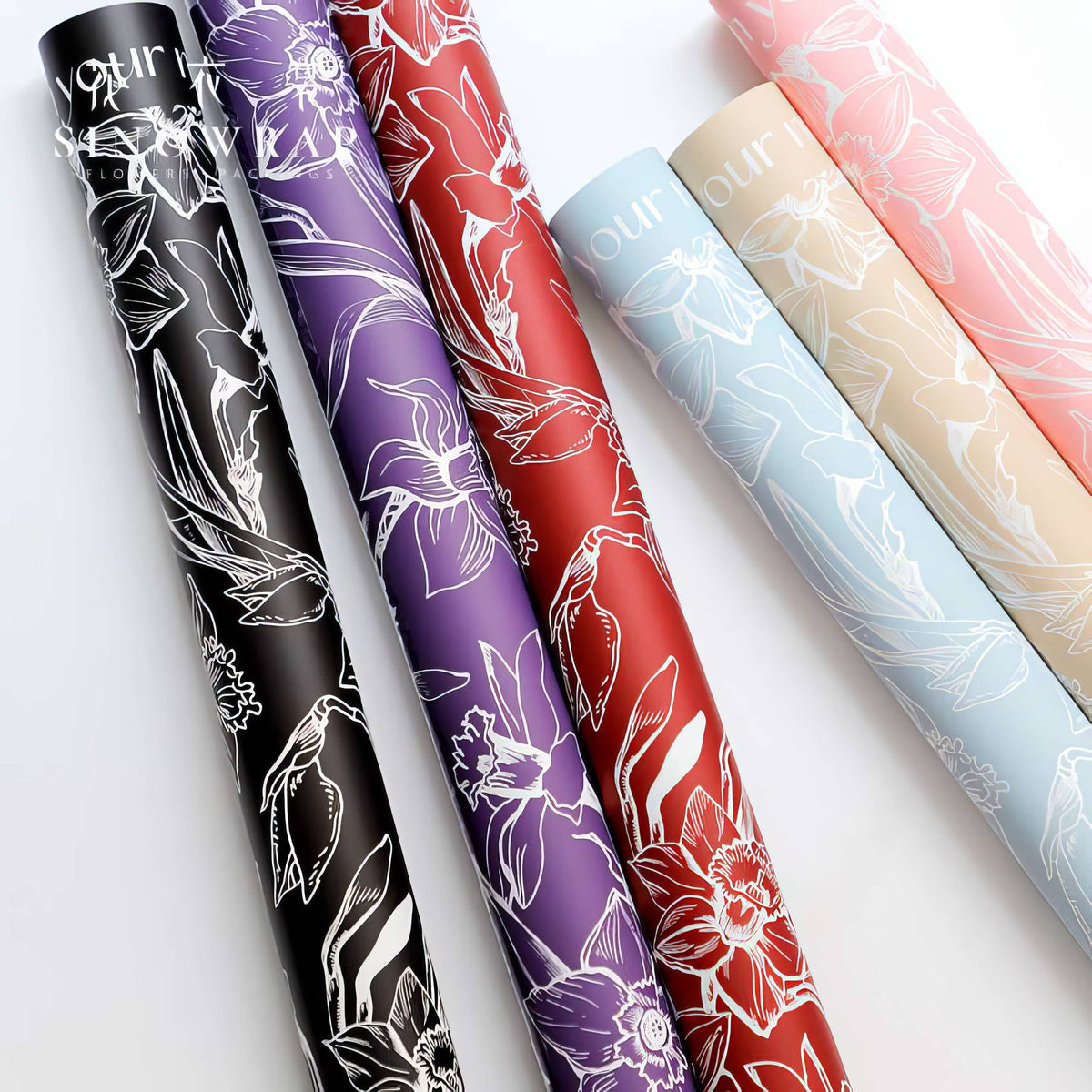 🌸 Luxury Floral Typography Bouquet Wrapping Sheets 💐✨