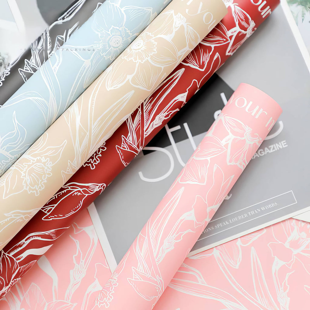 🌸 Luxury Floral Typography Bouquet Wrapping Sheets 💐✨